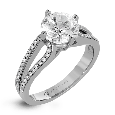 Zr1243 Engagement Ring 14k Gold White Semi