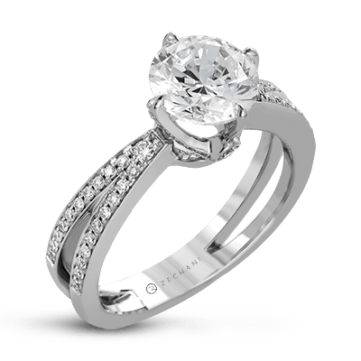 Zr1244 Engagement Ring 14k Gold White Semi