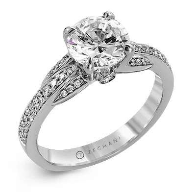 Zr1245 Engagement Ring 14k Gold White Semi