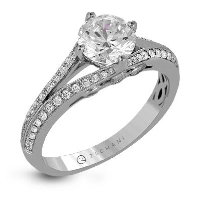 Zr1247 Engagement Ring 14k Gold White Semi