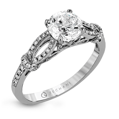Zr1249 Engagement Ring 14k Gold White Semi