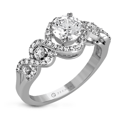 Zr1274 Engagement Ring 14k Gold White Semi