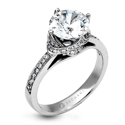 Zr1282 Engagement Ring 14k Gold White Semi