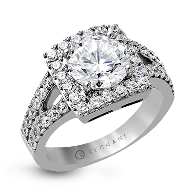 Zr1283 Engagement Ring 14k Gold White Semi
