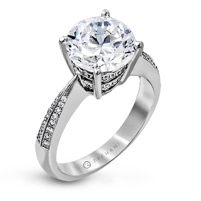 Zr1284 Engagement Ring 14k Gold White Semi