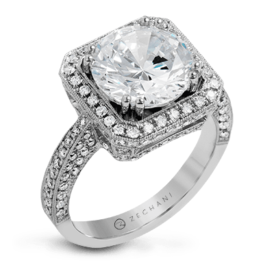 Zr1285 Engagement Ring 14k Gold White Semi
