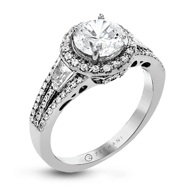 Zr1316 Engagement Ring 14k Gold White Semi