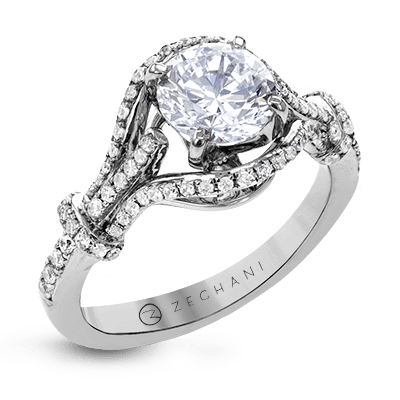 Zr1321 Engagement Ring 14k Gold White Semi