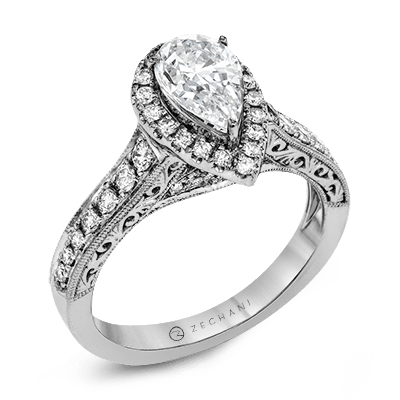 Zr1383 Engagement Ring 14k Gold White Semi