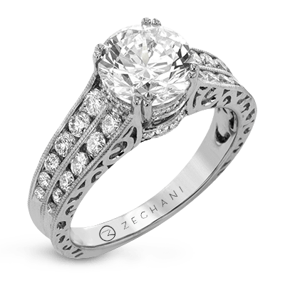 Zr1387 Engagement Ring 14k Gold White Semi