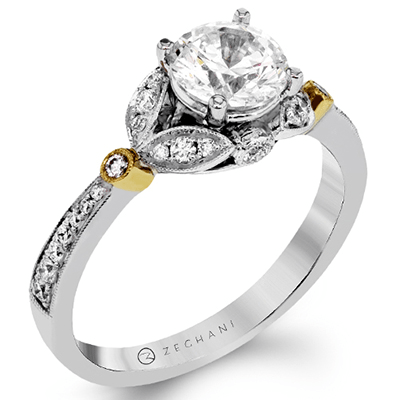 Zr1390 Engagement Ring 14k Gold White Semi