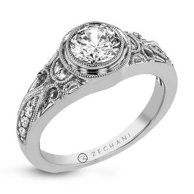 Zr1397 Engagement Ring 14k Gold White Semi