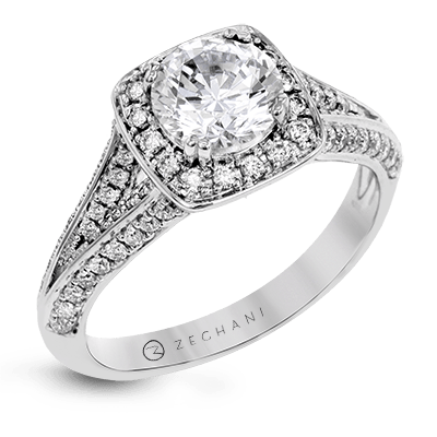 Zr1416 Engagement Ring 14k Gold White Semi