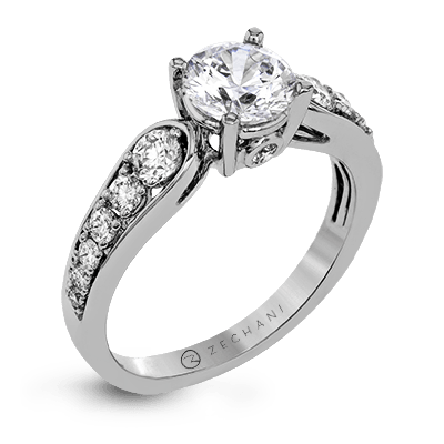 Zr1419 Engagement Ring 14k Gold White Semi