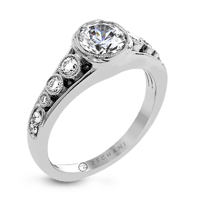 Zr1422 Engagement Ring 14k Gold White Semi