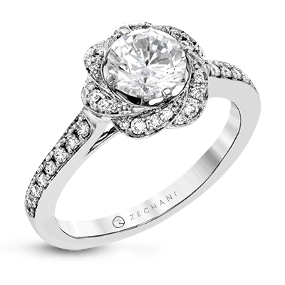 Zr1434 Engagement Ring 14k Gold White Semi
