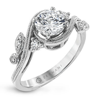 Zr1470 Engagement Ring 14k Gold White Semi