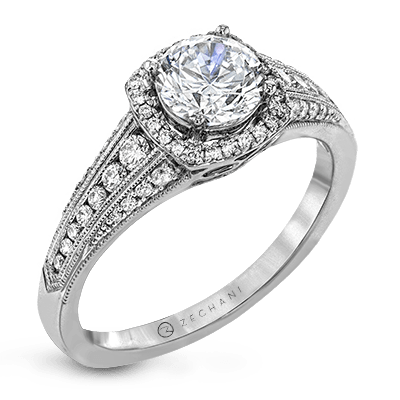 Zr1475 Engagement Ring 14k Gold White Semi