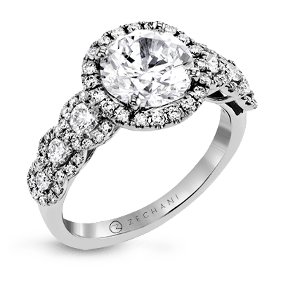 Zr1494 Engagement Ring 14k Gold White Semi