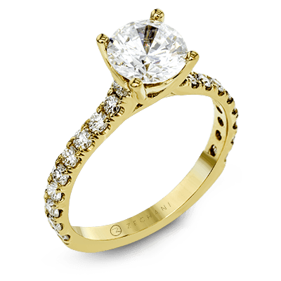 Zr1563 Engagement Ring 14k Gold White Semi
