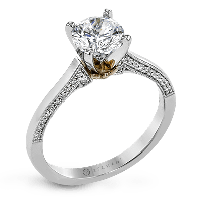 Zr1655 Engagement Ring 14k Gold White Semi
