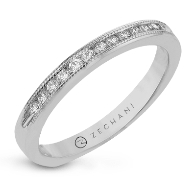 Zr42 Anniversary 14k Gold White Band