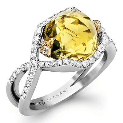 Zr453 Color Ring 14k Gold White