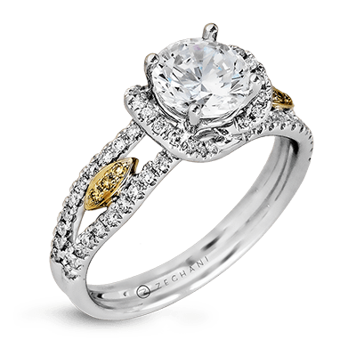 Zr520 Engagement Ring 14k Gold Yellow And White Semi