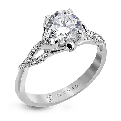 Zr583 Engagement Ring 14k Gold White Semi