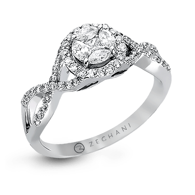 Zr802 Engagement Ring 14k Gold White Semi