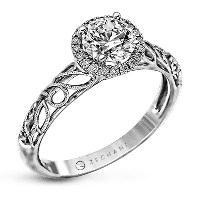 Zr826 Engagement Ring 14k Gold White Semi