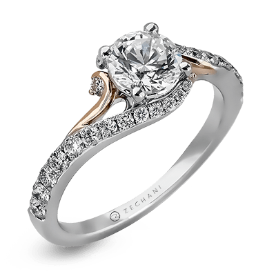 Zr874 Engagement Ring 14k Gold White Semi