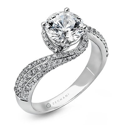 Zr883 Engagement Ring 14k Gold White Semi