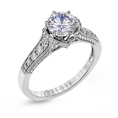 Zr896 Engagement Ring 14k Gold White Semi