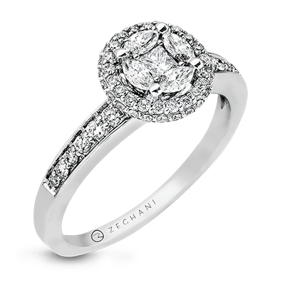 Zr899 Engagement Ring 14k Gold White Semi