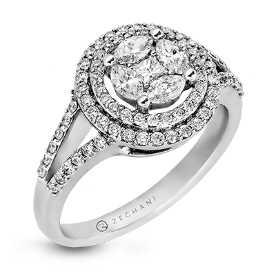 Zr902 Engagement Ring 14k Gold White Semi