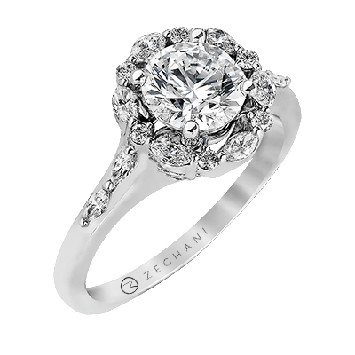 Zr908 Engagement Ring 14k Gold White Semi