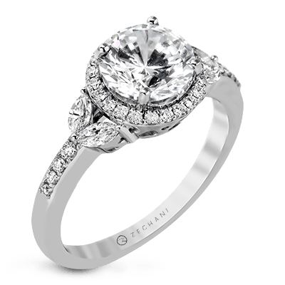 Zr909 Engagement Ring 14k Gold White Semi