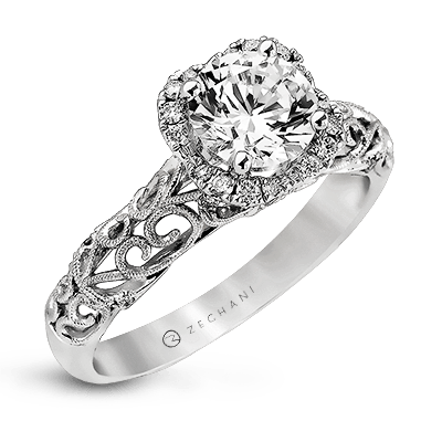 Zr914 Engagement Ring 14k Gold White Semi