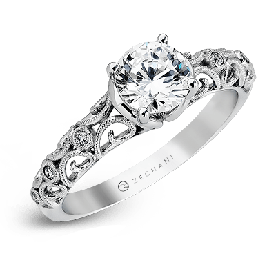 Zr915 Engagement Ring 14k Gold White Semi