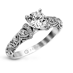 Zr916 Engagement Ring 14k Gold White Semi