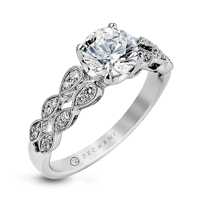 Zr938 Engagement Ring 14k Gold White Semi