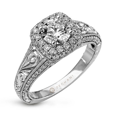 Zr941 Engagement Ring 14k Gold White Semi