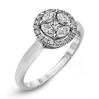 Zr964 Engagement Ring 14k Gold White Semi