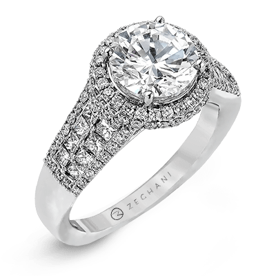 Zr973 Engagement Ring 14k Gold White Semi
