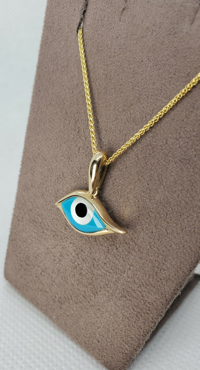 Kabana Mother of Pearl, Onyx & Turquoise Evil Eye Pendant| 804-00222