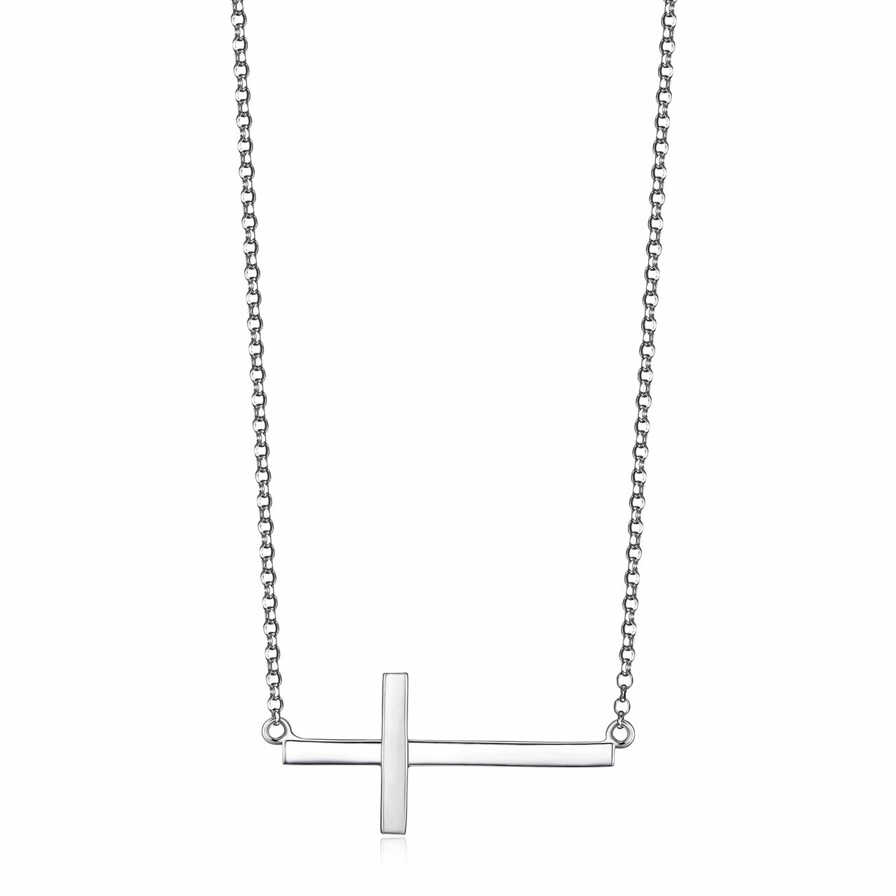 Elle Silver Sideways Cross Necklace | R0LBGFA044
