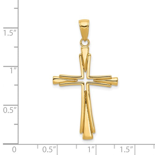 14k Polished Solid Cross Charm | D1541