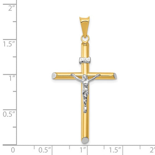 14K Two-Tone with Rhodium Inri Crucifix