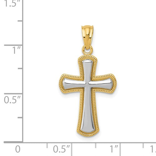 14k Rhodium Polished Cross
